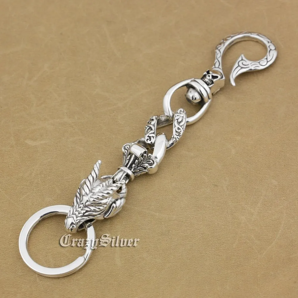 

Брелок с черепом из стерлингового серебра 925 пробы, дракон, 8F013KC, аксессуар в стиле панк