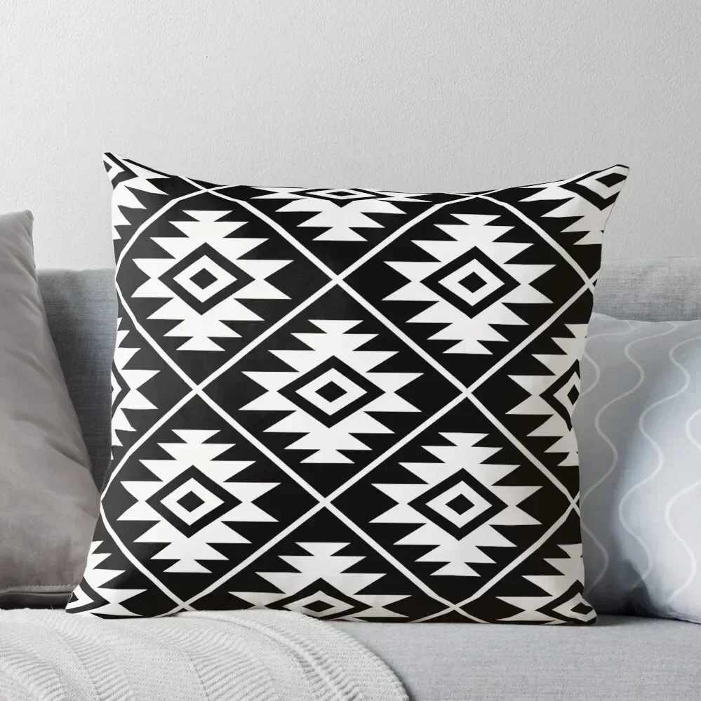 

Aztec Symbol Pattern White on Black Throw Pillow Custom Cushion Photo Cushions For Children pillow