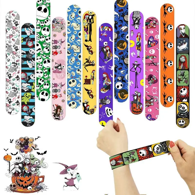 Disney-Bracelet L'Étrange Noël de Monsieur Jack, Bande Pop, Dessin Animé Mignon, Fournitures de ixd'Halloween, Accessoires de Mode pour Cadeaux