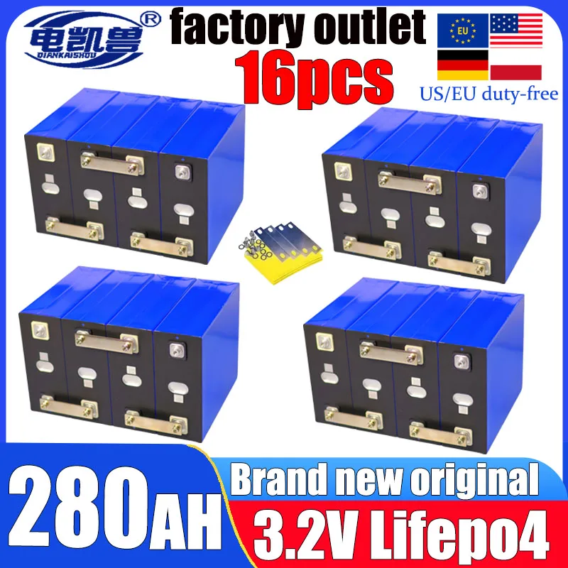 

Новый 16 шт. 3,2 В 280 Ач 340 Ач 320 Ач 105 Ач lifepo4 аккумулятор DIY 48 В электрическая лодка для хранения солнечной энергии бытовой аккумулятор беспошлинный