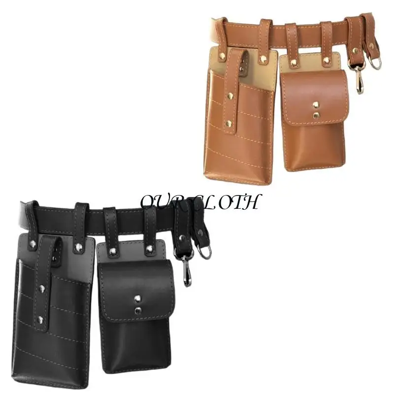 中世のスチームパンクレザーウエストバッグレザーベルト付き中世のウエスト電話バッグ男性用女性女性ハロウィーンY1AC