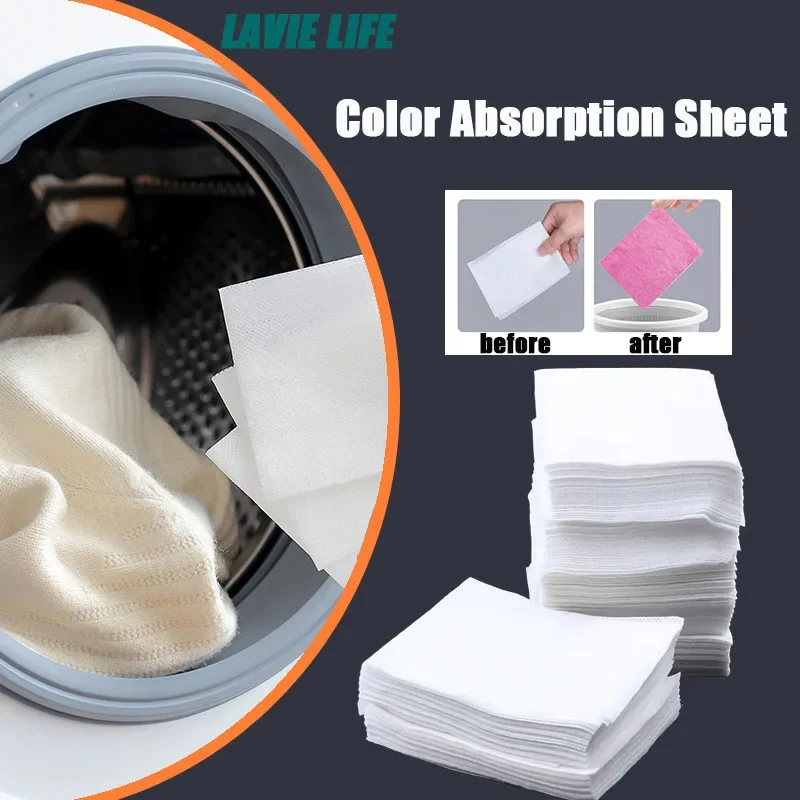 

100/200pcs Absorbing Color Cloth,Non-woven Fabric Laundry Color Absorption Allow Mixed Washes Cleaning Supplies LAVIE LIFE