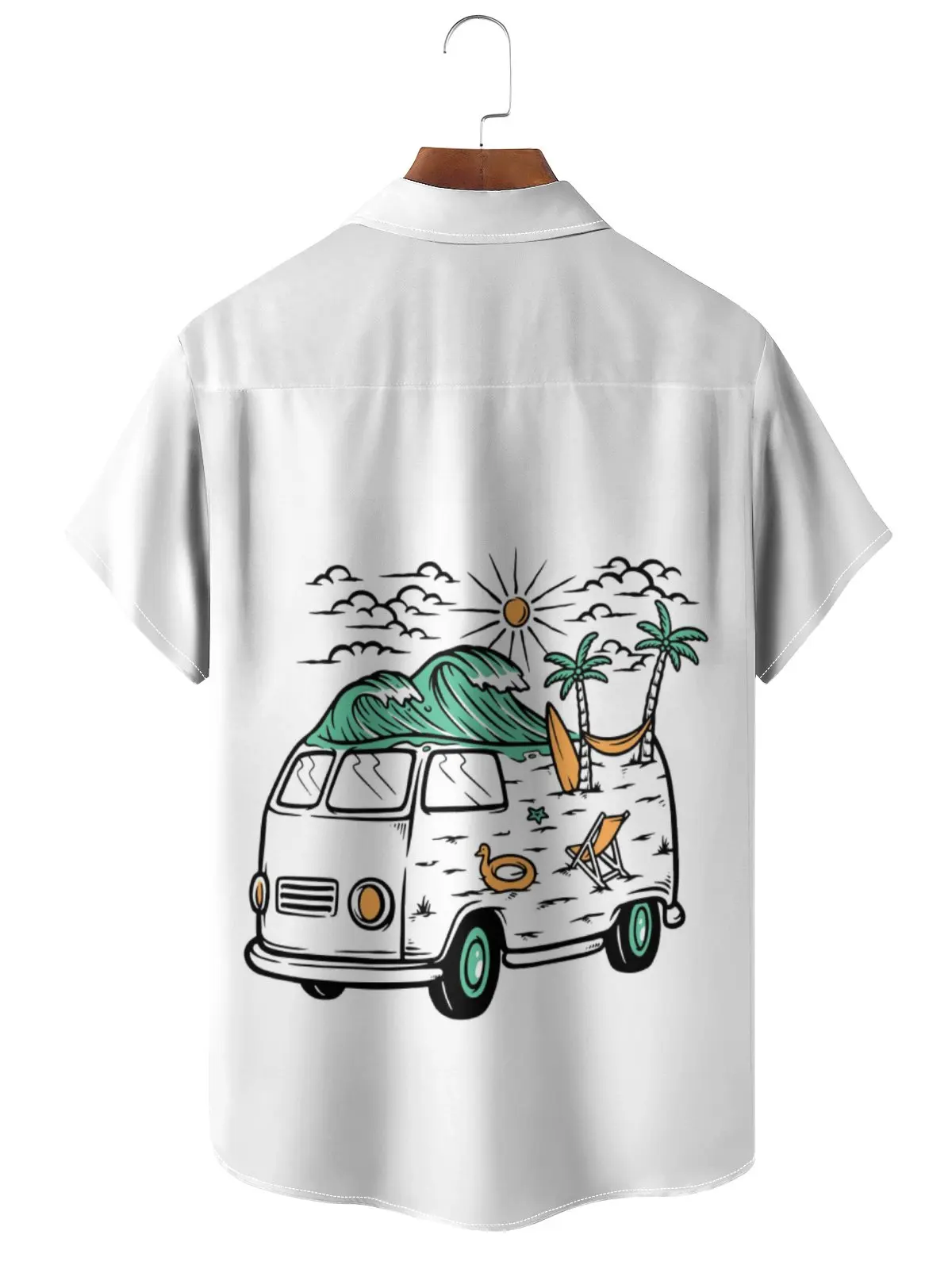 Letnia moda Męska koszula z krótkim rękawem Retro Klasyczny wzór samochodu Hip Hop Car Party Wear Oversized Top letnia koszula