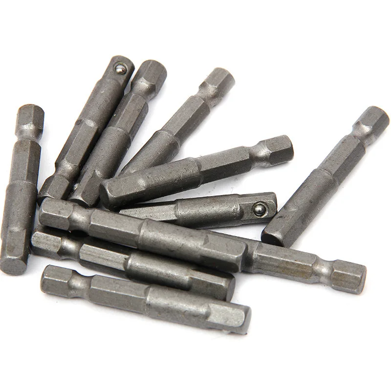 5pcs 1/4 inch Screwdriver Socket Adapter 50mm Length Square To Hex Shank Extension Joint Wrench Adaptor For Power Tool