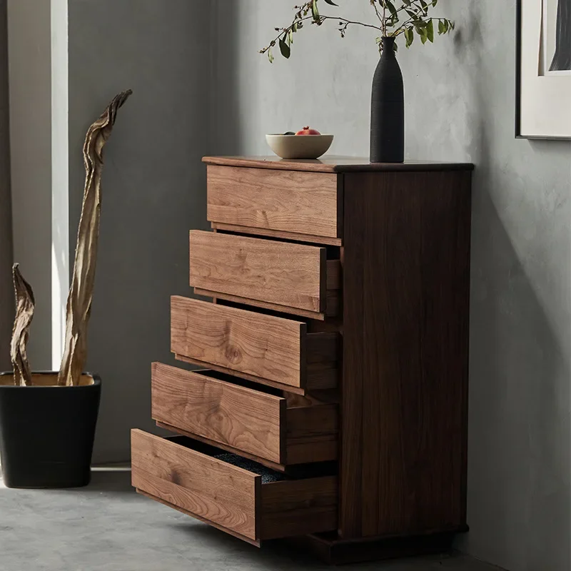North American black walnut solid wood chest of drawers, bedroom locker, simple and modern
