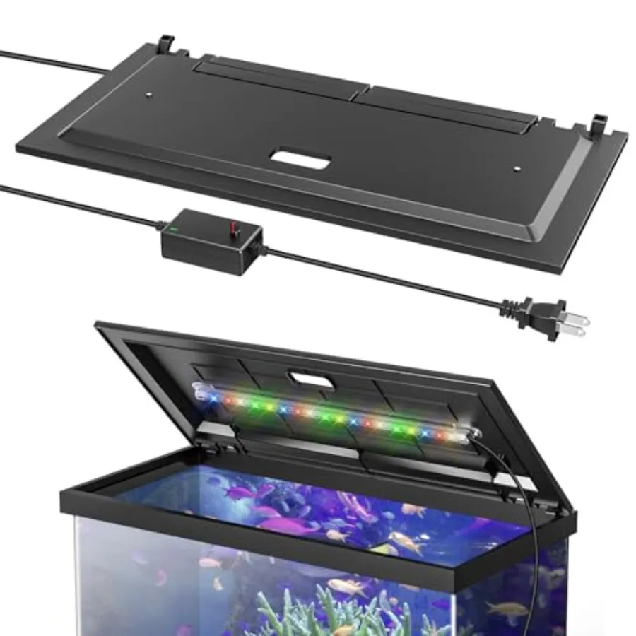 

LED Aquarium Hood Fish Tank Cover with Adjustable-Brightness s Replaceable Full-Length Bulb Fits 24-Inch Framed Aquariums
