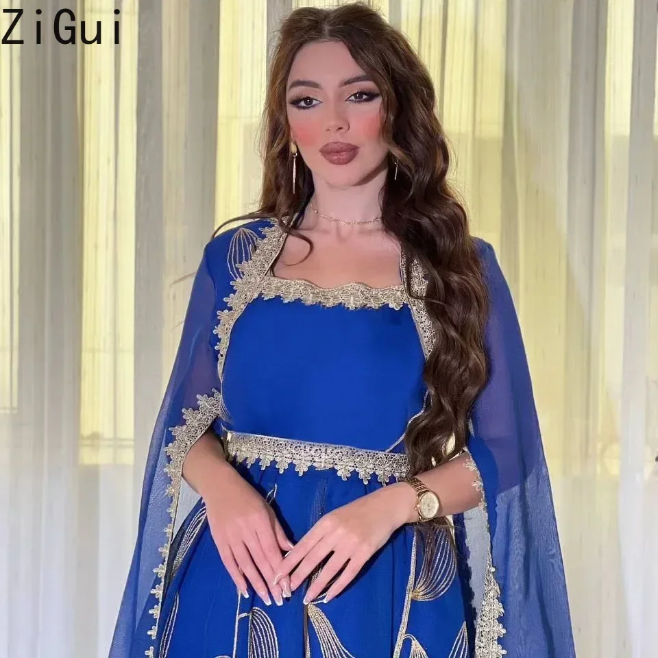 Imagem -02 - Vestido Kaftan Dubai para Mulheres Abaya Muçulmano Jalabiya Robe Chiffon Bordado de Luxo Manga Manto Vestido Árabe Turquia