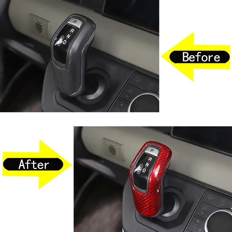 

1Pcs Real Carbon Fiber For Land Rover Defender 90 110 2020-2024 Car Shift Head Protective Cover Decorative Stickers Accessories