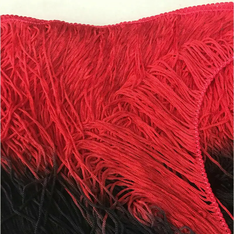 1 Yard 20cm Polyester Gradient Color Long Tassel Fringe Diy Sew Latin Dance Dress Stage Clothes Accessories Lace Trim Ribbon