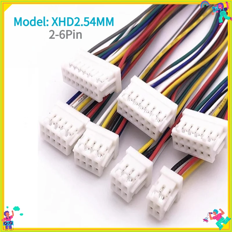 

5Pcs XHD2.54 2.54mm Pitch Female Cable Connectors 2x2P/3/4/5/6Pin Plug Socket Single/Dual Header 10/20/30cm 26AWG
