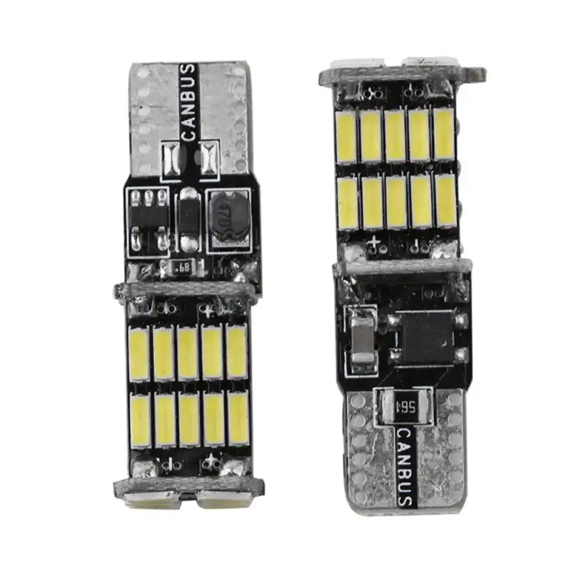 Lampu sinyal LED Canbus 1200Lm T10 W5W, lampu instrumen 4014 26SMD putih 12V 7000K lampu mundur LED 12V lde