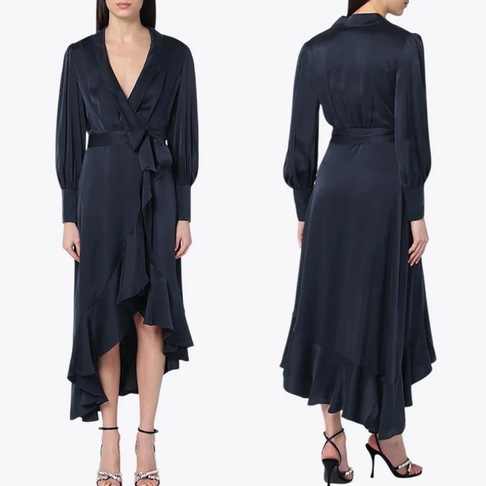 

Customized Elegant Casymmetric Midi Dress A-Line Evening Dresses Occasion Formal Exquisite High Quality Prom Party Gowns Women