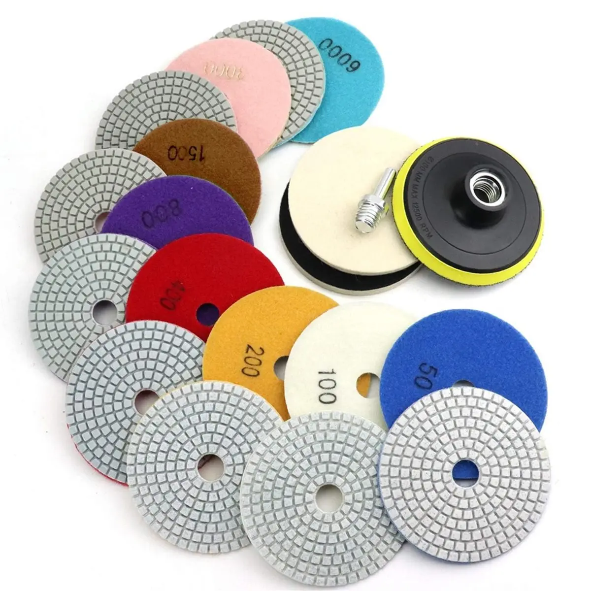 Y172A J~Polishing Pads,5/8inch- Backer Pad,for Drill,Grinder, Polisher,for Concrete Marble Rock Countertop Quartz Polishing Kit