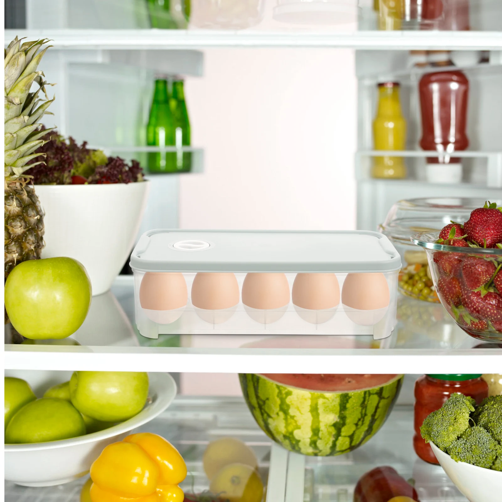 

10 Eggs Portable Fridge Egg Holder Durable Shatter Resistant Blue Container 10 Grids Stackable Space Saving Kitchen Camping