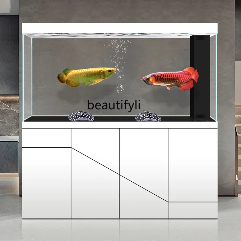 

D80 Aluminum alloy bottom filter ultra-white glass fish tank household living room goldfish tank ecological aquarium
