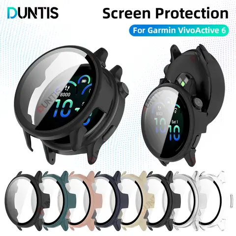 Garmin VivoActive 6용 유리 + PC 케이스 하드 범퍼 VivoActive 6 커버 액세서리용 Ultra-HD 강화 유리 보호 장치 내장