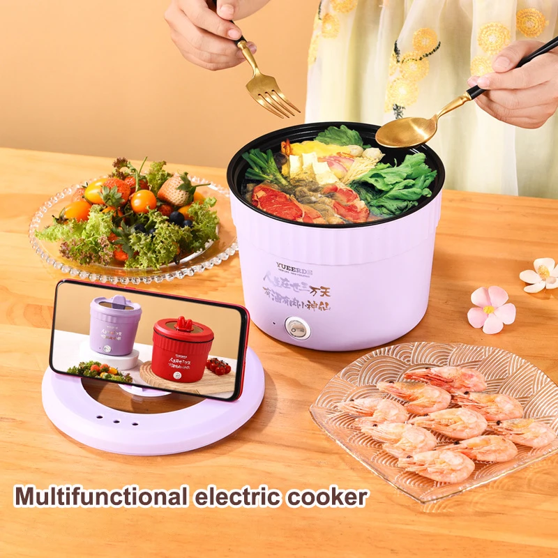 2026 New Upgrade 1.2L Mini Electric Hot Pot Household Multifunctional Electric Cooking Pot Double-layer Anti-scalding Portable N view 2