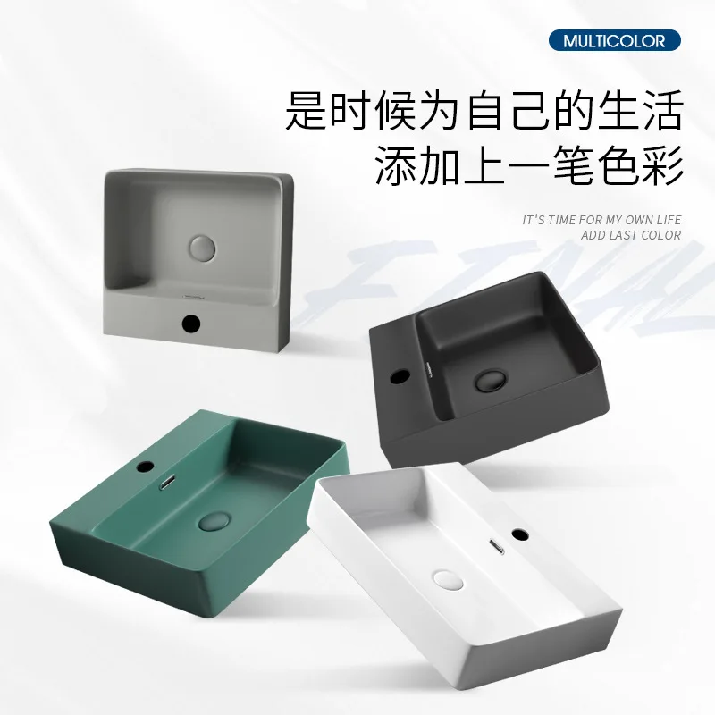 Nordic counter  gray wash basin household ceramic square washbasin large size single basin  toilet