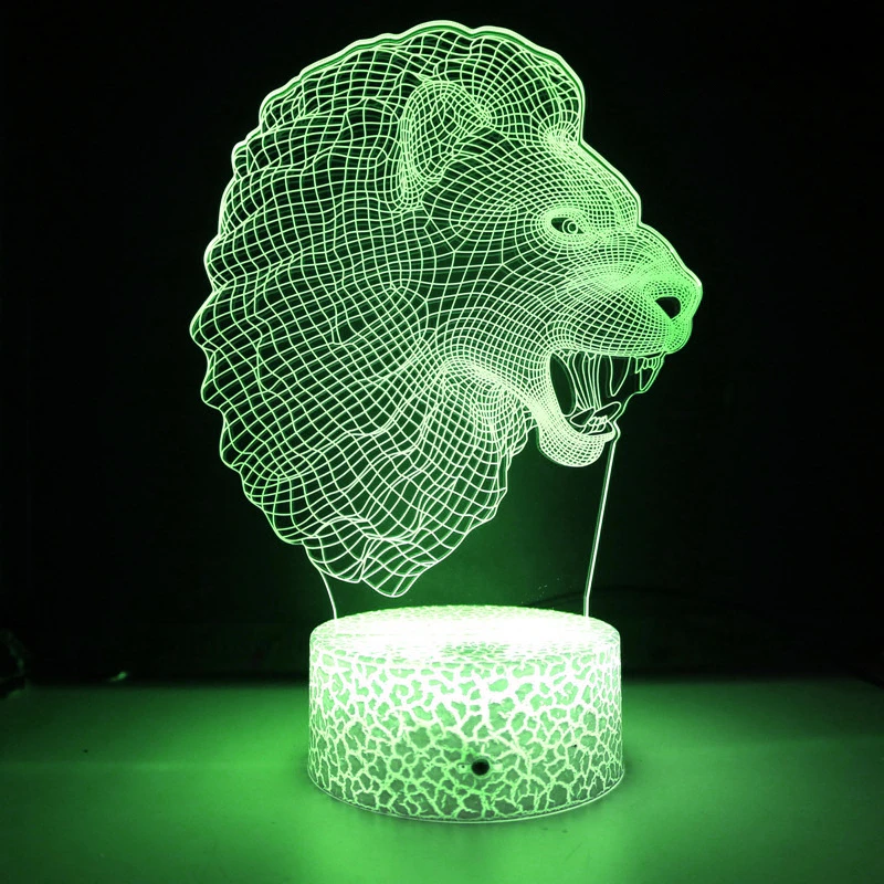 Nighdn Lion Face Night Light 7 Color Changing Animal LED Night Lights 3D LED Desk Table Lamp Home Decoration Gift for Kids Baby