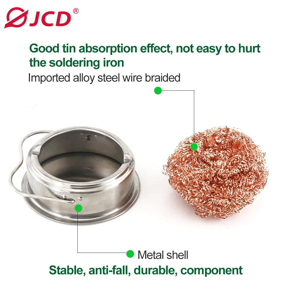 JCD Desoldering Soldering Iron Mesh Filter Cleaning Nozzle Tip Clean Cleaner Dross Cleaning Copper Wire Ball Tin Remove Box