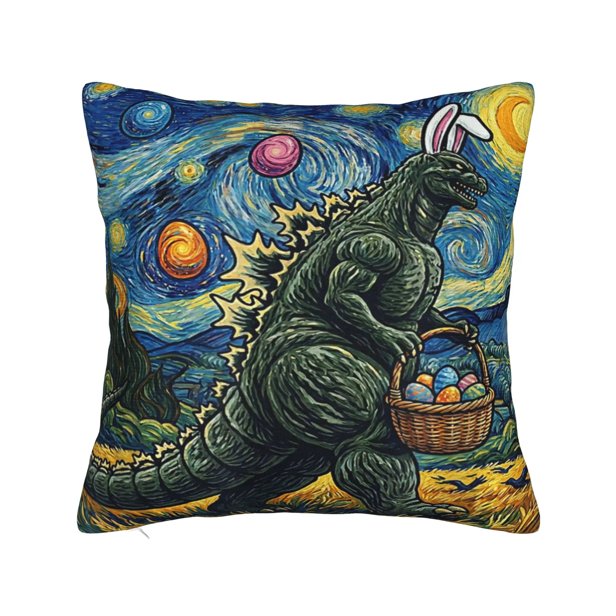 Easter Japanese Monster Bunny Ears Egg Kaiju Pillow Case  Custom Pillow Cover For Sofa Car Home Decor Vintage Pillowcases