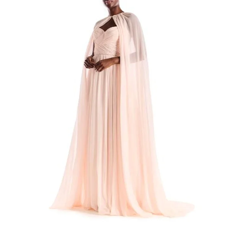 

MULONG Women's Fashion Chiffon Long Evening Dress Female Elegant Party Prom Dresses With Cape Arabic 2023 New Arrival Dubai