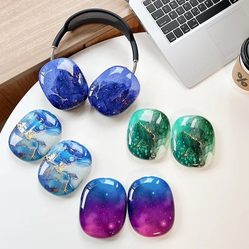 Starry Sky Blue Marble Pattern Protective Case for Apple Airpods Max Headphones Cover Anti-scratch Earphone Accessories