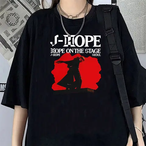 Jhope 탑 티즈 여성 그래픽 그래픽 여성 힙합 통기성 카와이 셔츠 힙합 Y2k 파스텔 그런지 클래식 디지털