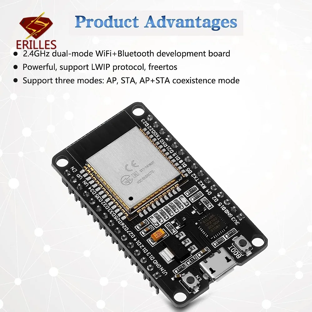 ESP32 Development Board Wireless CP2104 WiFi Bluetooth-compatible Dual Core 2.4GHz RF ESP32 1PC Development Board 3.3V 2023