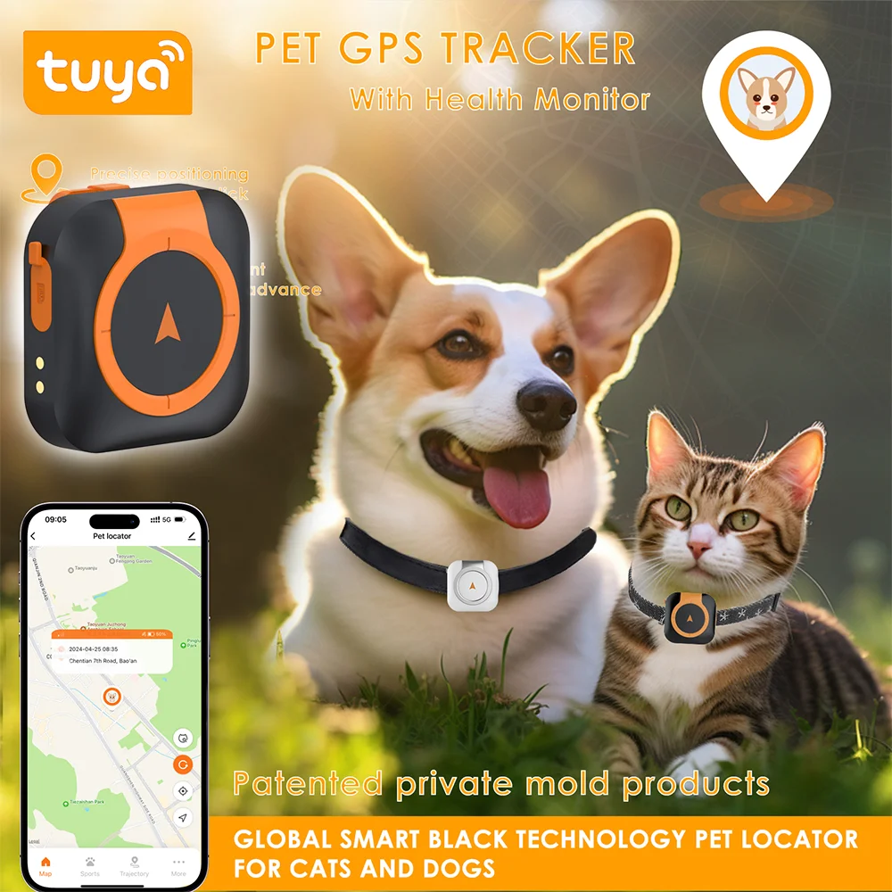 Mini rastreador gps 4g, monitoramento de saúde, gatos, cães, animais de estimação, anti-perda, localização, bem-estar, alertas de fuga, à prova d'água para todos os colares