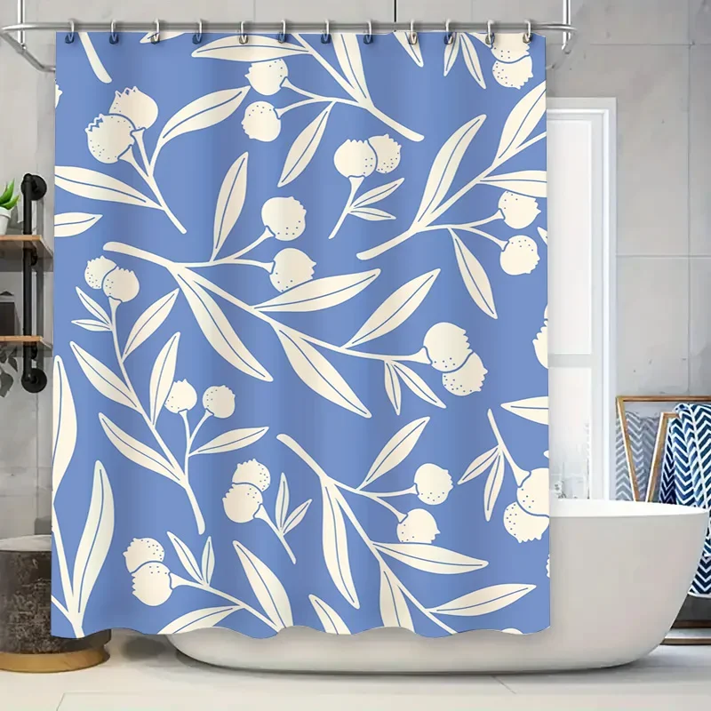 

Роскошная занавеска для душа с сине-белым цветочным узором, водонепроницаемая моющаяся декоративная домашняя занавеска для ванной комнаты, аксессуар 240x180 см (94X71)