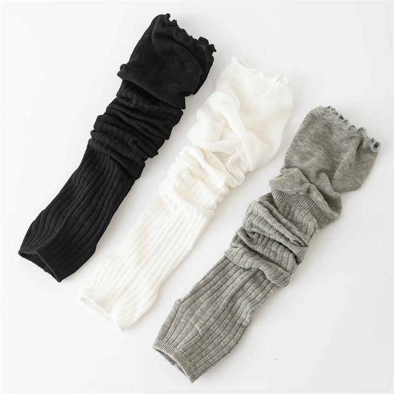 Women Leg Warmers New Solid Color Simple High Quality Women\'s Socks Long Thin White Casual Long Stockings Over the Knee Summer