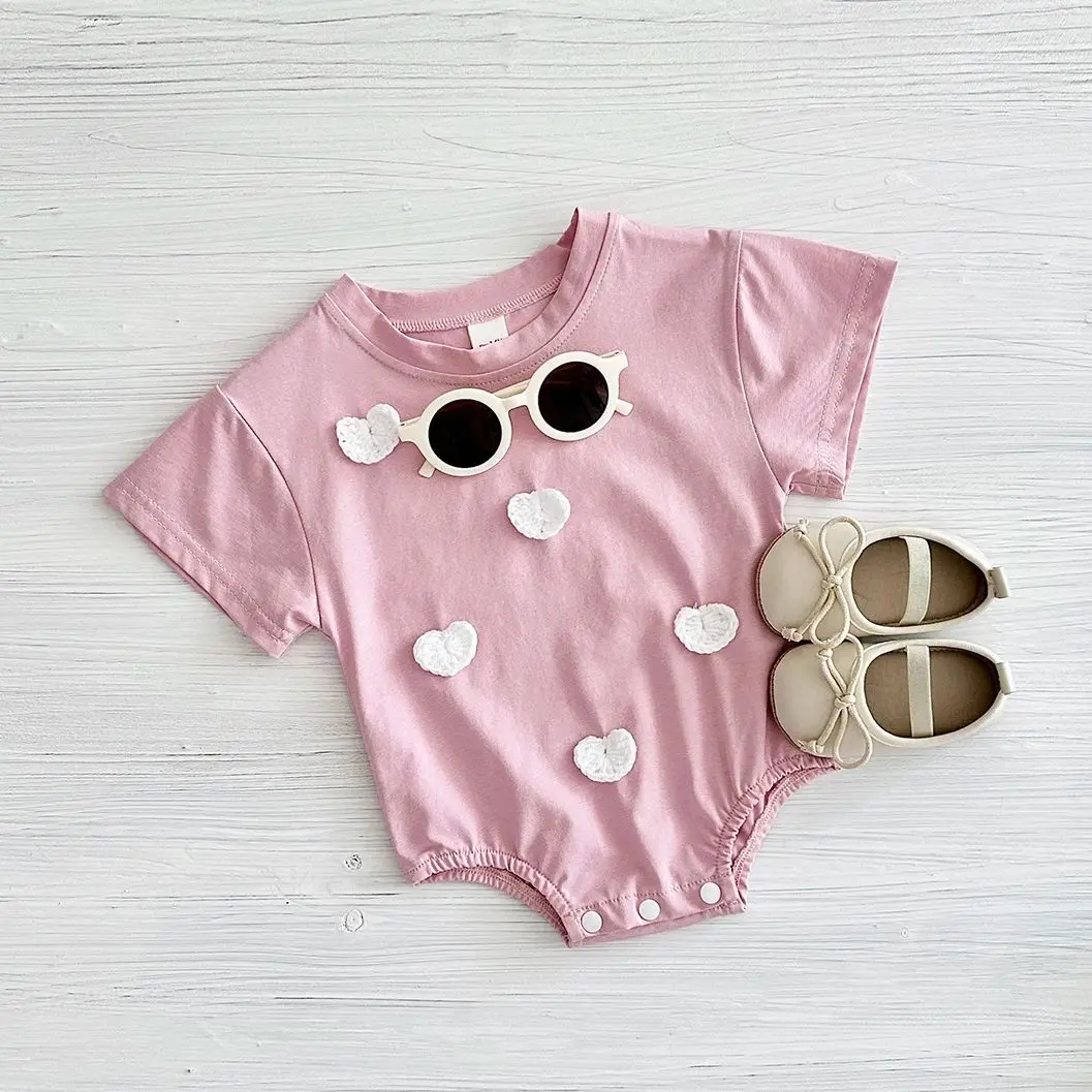 Summer New Newborn Baby Girl Boy Romper 0-18M Cute Jumpsuit Love Cloud Pattern Short Sleeve Soft Infant Clothes