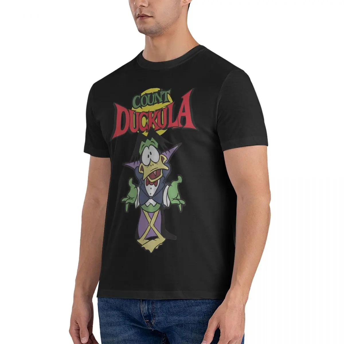 Casual Halloween T-Shirt Men Crewneck Cotton T Shirt Count Duckula Short Sleeve Tees Gift Idea Clothing