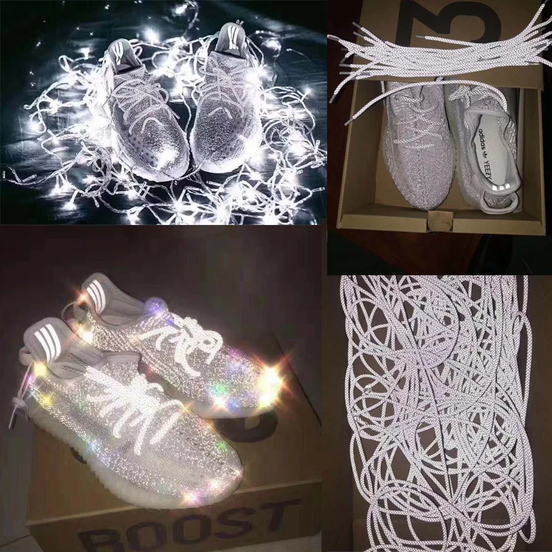 1Pair 3M Reflective Shoelaces Sneaker Shoelace Sport Shoelaces Round Rope Shoe Laces Length 100/120/140/160CM Shoelaces Strings