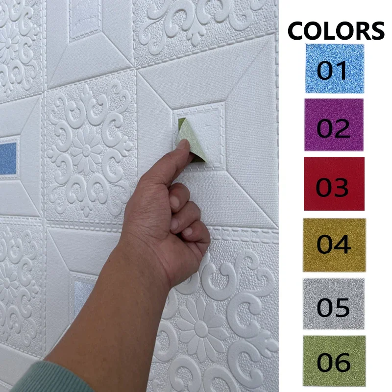 10 قطعة رغوة ثلاثية الأبعاد السقف ملصق جداري مقاوم للماء ذاتية اللصق مقاوم للرطوبة لوحات الزخرفية لغرفة المعيشة الحمام ديكور المنزل #3