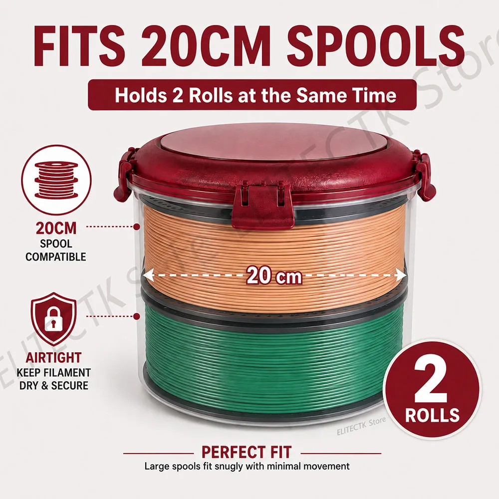 3D Printer Filament Storage Box Moisture-Proof Sealed Dry Box for PLA PETG ABS TPU Filament Spool Holder, Filaments Dryer Box