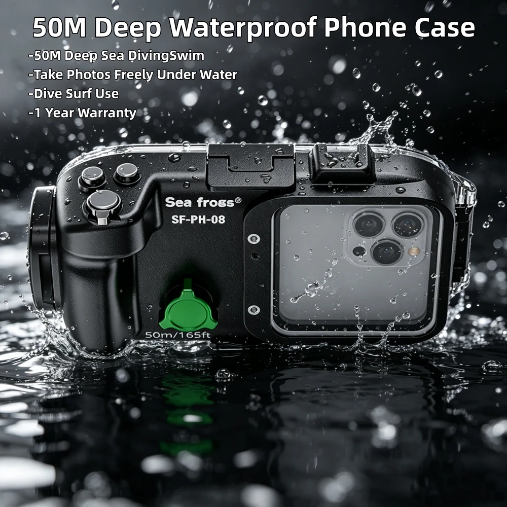 

Seafrogs Waterproof Phone Case 50M Depth for Iphone& Android Durable Water Resistant Phone Cover