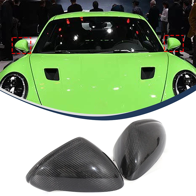 

x2 Real carbon fiber Car Rearview Mirror Cover Panel Cover Fit for Porsche 911 GT2 GT3 GTS 2014-2018 LHD Exterior Accessories