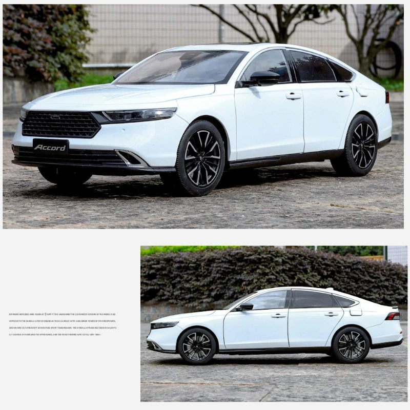 1:18 Accord Luxury Sedan Car Alloy Model Toys Diecast Vehices Front Wheel Steering Sound Light Pull Back Collection Kids Gift
