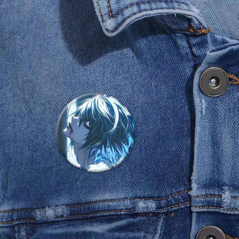 Classic Anime Death Note Round Brooch Cartoon Character L Yagami Light Ryuk Misa Badge Pin DIY Backpack Shirt Accessories Gifts