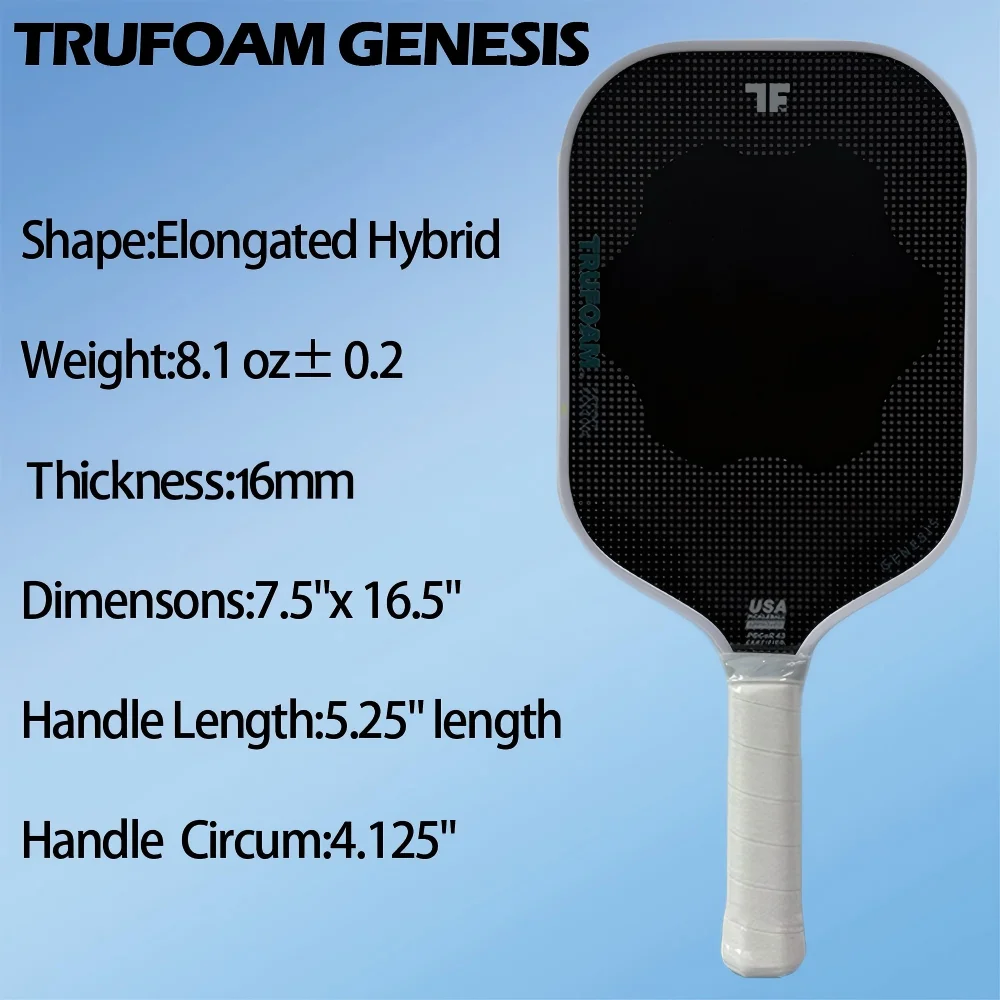 CRBN Pickleball Paddle TruFoam Genesis (Hybrid Paddle) - 100% Foam Core - No Honeycomb - 4th Generation Technology