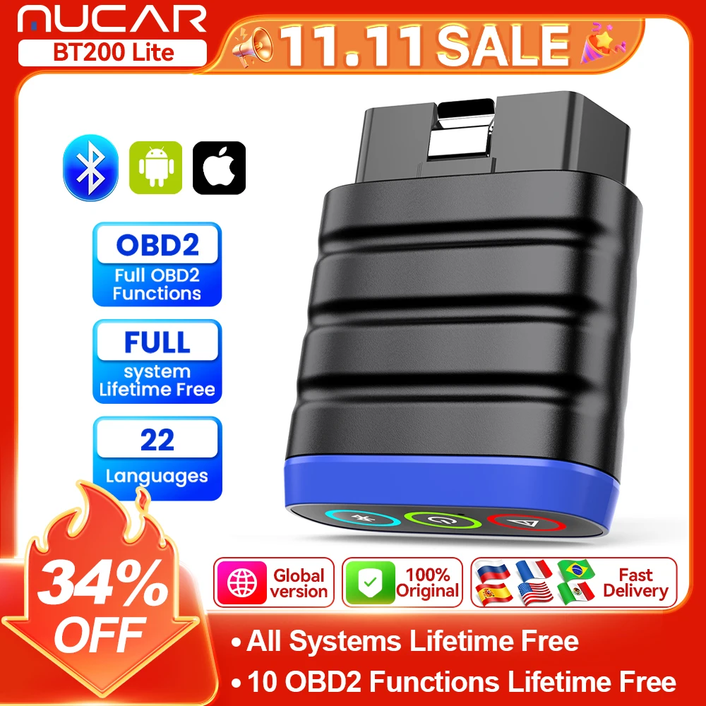 MUCAR BT200 LITE Obd2 أداة تشخيص الماسح الضوئي OE نظام كامل ماسح ضوئي للسيارة لنظام iOS أندرويد قارئ رمز الخطأ لـ 30 ماركة سيارة #1