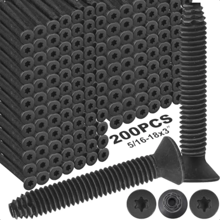 

200 Pack 5 1618x3'' Flat Head Trailer Floor Deck Screws T40 Torx Plain Wood to Metal Screws SelfTapping Torx Screws Thread Cutt