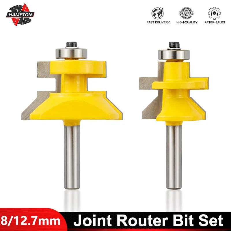 

8mm 12.7mm Shank Joint Router Bit Set for Woodworking Tools V Tongue & Groove Milling Cutter Router Bits