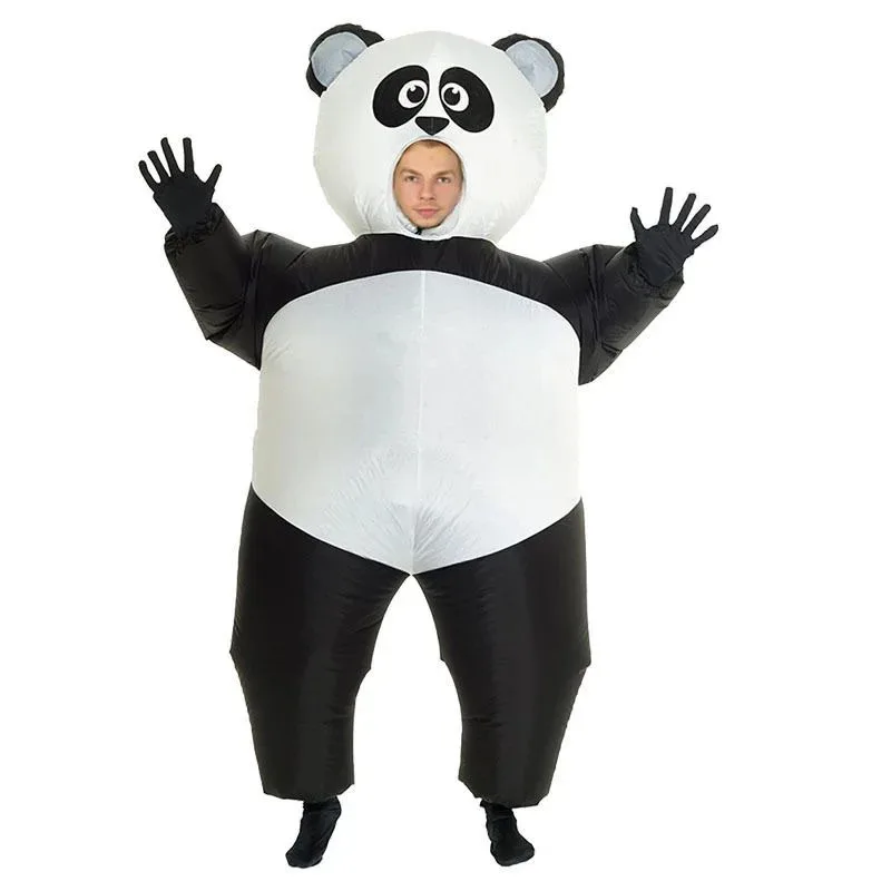 Disfraz inflable de Panda para niños y adultos de Halloween, fiesta de Halloween, ropa de Cosplay de animales de dibujos animados divertidos, vestido para actuación en escenario