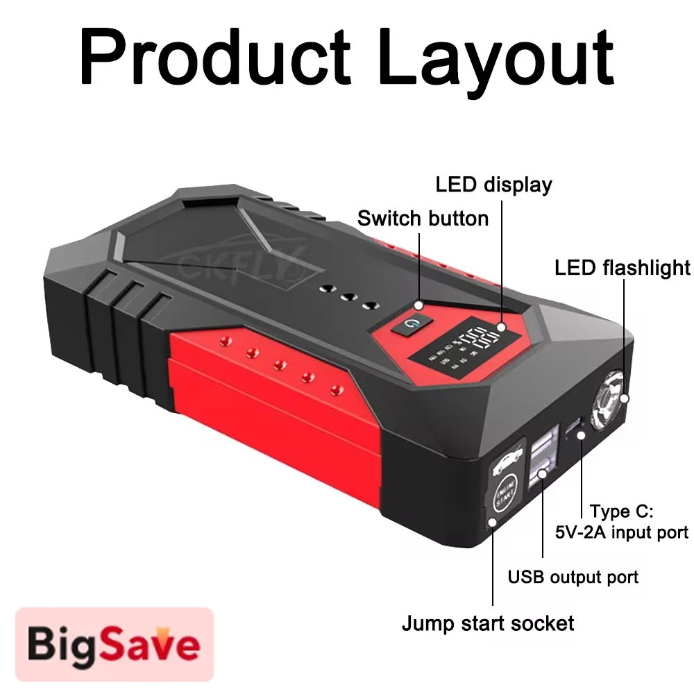 New 1200A Car Jump Starter 18000mAh Power Bank Petrol Diesel Car Battery Charger Starting For Auto Battery Booster to Start Car