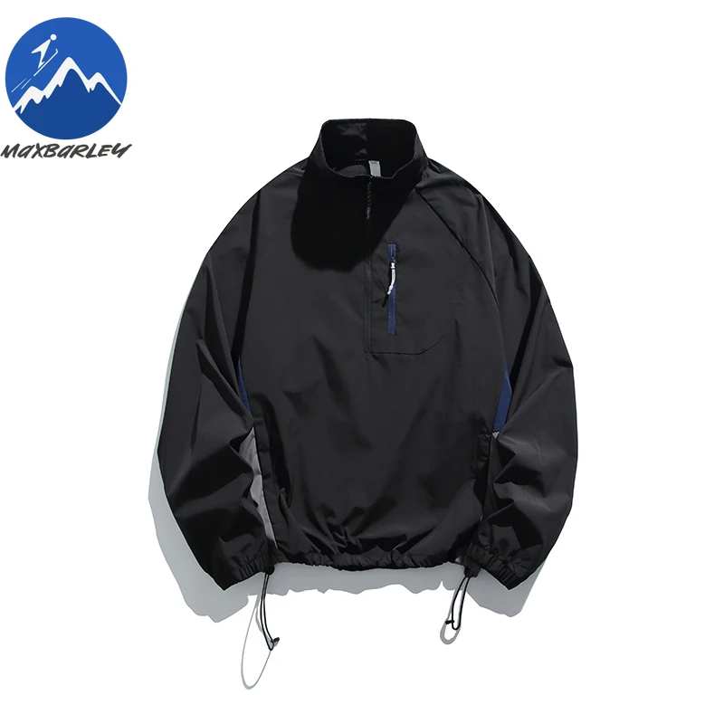 Maxbarley Premium Jacket Fashion Half Zip Stand Collar Outdoor Camping Windproof Coat Casual Mountain Style Windproof Garment