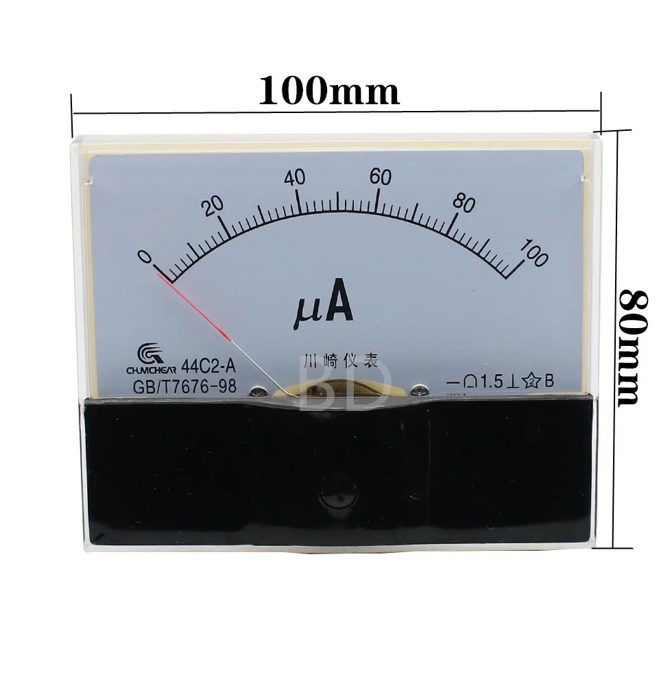 44C2 Analog Panel Pointer type DC ammeter 44C2-A mechanical meter ammeter DC μA 50UA 100UA 200UA 300UA 500UA