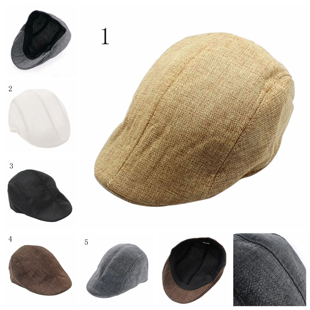 1PCS Mens Golf Cap Vintage Herringbone Flat Cap Peaked Riding Hat Beret Country Golf Hats